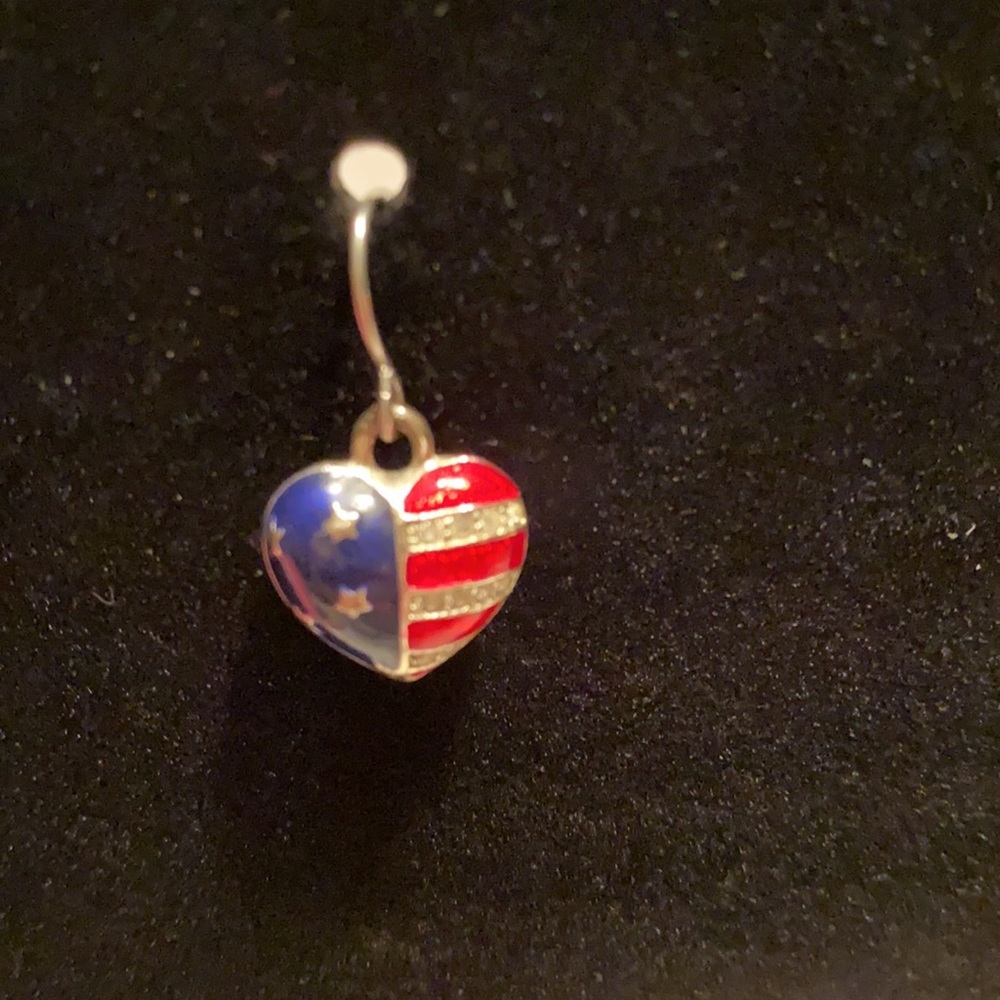 Enameled Heart Earrings with red, white & blue with stars & stripes - Picture 4 of 5